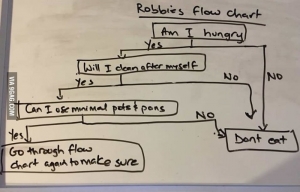 My wife made me a passive aggressive flow chart to use every time I get hungry